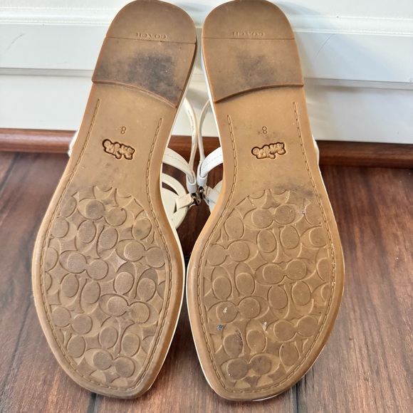 Like NEW Coach Women's Jeri Leather Sandals with Logo Accent - Picture 11 of 13